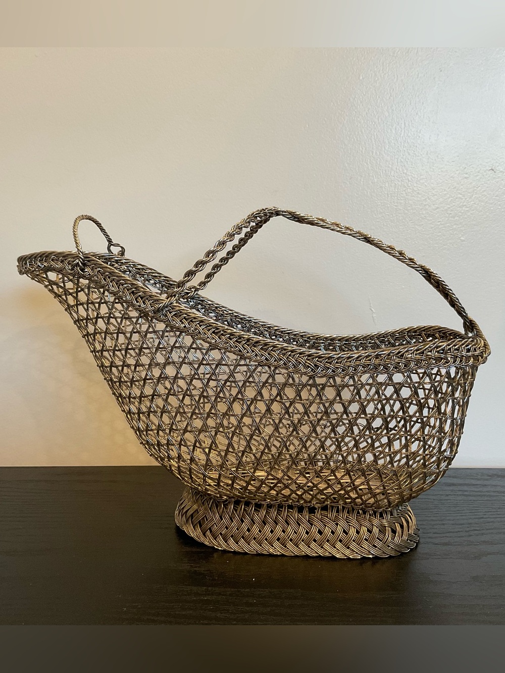 Woven Rattan Decorative Basket with Handle - Natural Brown